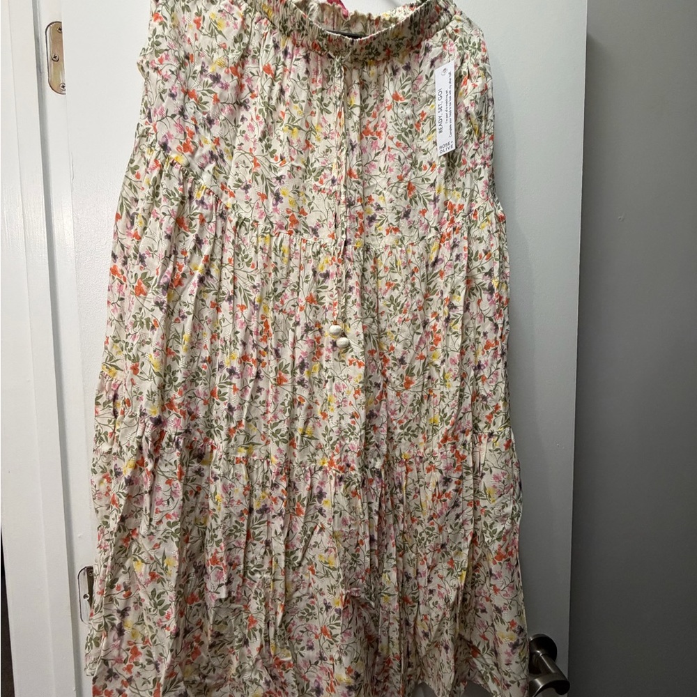 NWT Floral Tiered Maxi Skirt in Cream